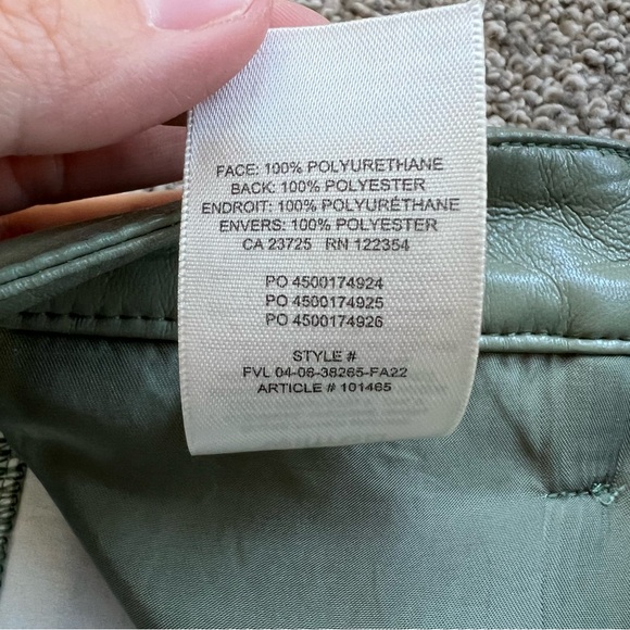 Wilfred Aritzia Melina Flare Sage Green High Rise Vegan Leather Pants, Size 8 - Picture 7 of 10